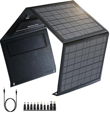 SinKeu 40W Portable Solar Panel with 3 Outputs, 18V DC/USB/Type-C PD30W, 3.3LB Light Weight & Foldable Monocrystalline Solar Charger for Phones, Power Banks, Power Station, Generator, Camping Trip