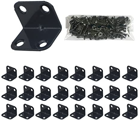 Winkelverbinder 24 Stück set,Metall-winkel 90 grad aus Edelstahl,schwerlast montagewinkel für Holz, holzverbinder, möbelwinkel,kleine winkel befestigungswinkel für Innen- und Außenbereich(schwarz)