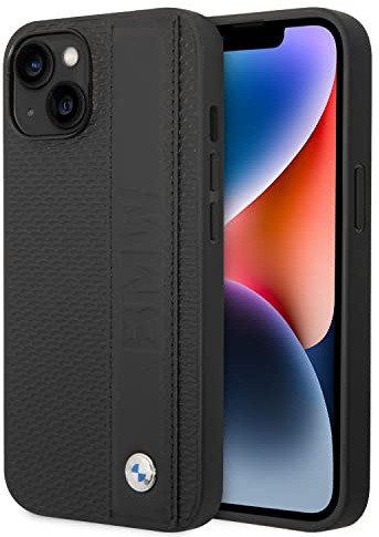BMW Handyhülle für iPhone 14 Plus Signature Collection in Schwarz Strukturierte Hülle Echtleder Schutzhülle & Durable Case mit Easy Snap-On, Stoßdämpfung & Signature Logo