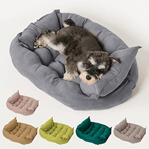 Freyamy Hundebett für Kleine Mittelgroße Hunde Abwaschbar Hundebett Faltbare Wandelbares Hundebett Flauschig Grau Hundebett Multifunktionale M Hundebett Mehrzweck Hundesofa Hundekissen