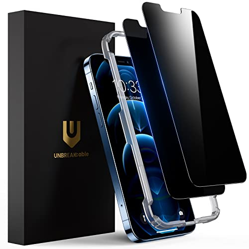UNBREAKcable Privacy Screen Protector for iPhone 12 Pro Max [2 Pack], 9H Hardness Anti Spy Tempered Glass Film with Installation Frame for iPhone 12 Pro Max 6.7-Inch [Bubble Free and Case Friendly]