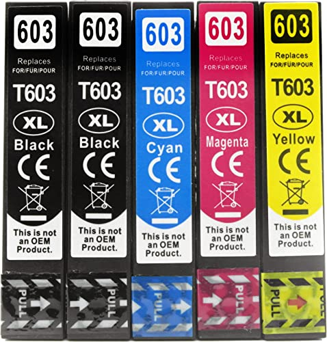 OBV 603XL Ersatz für Epson 603 XL Druckerpatronen für XP-2105 XP-2150 XP-3100 XP-3105 XP-3150 XP-4100 XP-4155 WF-2830 WF-2835 WF-2840 WF-2850 (5 Pack)