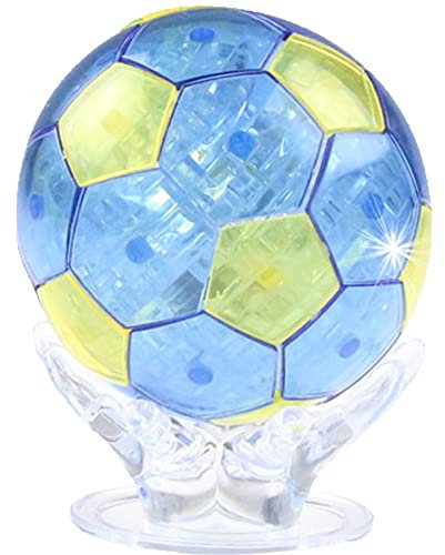 Casiler 77pcs 3d Puzzle Football Jigsaw Diy Assembly Soccer Crystal Model Toy with Flash Light Model Crystal Brain Teaser Decoration