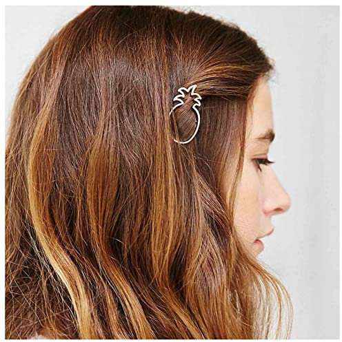 Dervivea Boho Ananas Haarspange Barrette Metall Obst Haarspange Pin Kleine Ananas Seite Clip Pin Gold Ananas Haarnadel Clips Dekorative Haarschmuck Für Frauen Und Mädchen Kopfschmuck