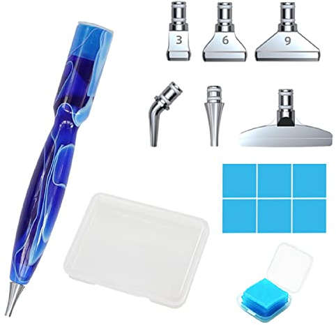 Diamond Pen Zubehör Werkzeugset, 5D Diamond Painting Zubehör Stift Set, DIY Diamant Malerei Stift Zubehör Werkzeuge Mit 6 Edelstahl Metallstiftspitzen/ Malkleber Lehm Für DIY Diamantmalerei Basteln
