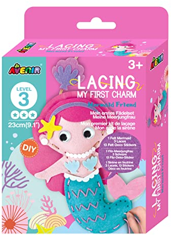 Avenir My First Lacing, Charm-Meerjungfrau-Freunde, erstes Nähen für Kinder ab 3 Jahren, Entwickeln Sie Näh- und Nähfähigkeiten, mehrfarbig