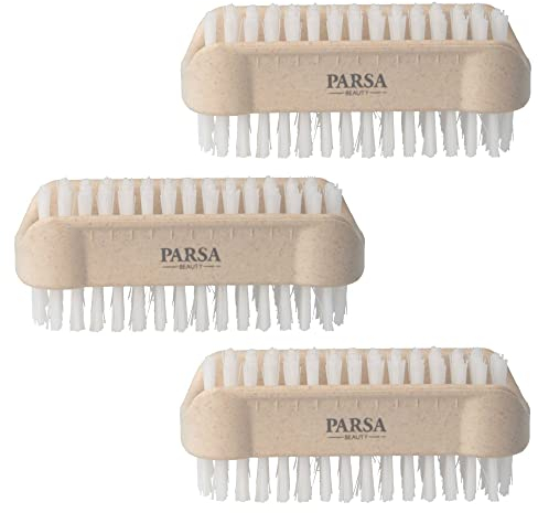 3er Pack PARSA Beauty Nature Love Nagelbürste Handwaschbürste, doppelseitige Nagelbürste in beige