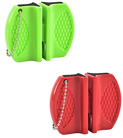 2 PCS Portable Knife Sharpeners Professional Mini Pocket Knife Sharpening Tool Double-Sided Manual Kitchen Sharpener for Camping Travel Outdoor BBQ Home