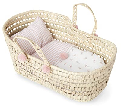 Muñecas Antonio Juan - Babytragetasche aus Palme mit Blumen und Vichy (groß)