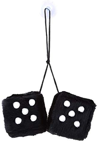 Würfel Auto Hängend,1 Paar Retro Car Hanging Furry Dice Spiegel Hängende Fuzzy Plüsch Würfel mit Punkten für Auto Innenraum Ornament Dekoration Schwarz und Weiß 7,5CM