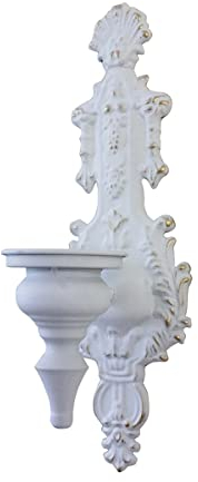 TentHome Wandleuchter Kerzenhalter Kerze Wand Kerzenständer Stumpenkerzen Französisch Barock Wandwindlicht Metall Kerzenleuchter Antik Wanddekoration für Wohnzimmer Esszimmer (Antik Weiß C)