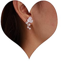 Inateannal Boucles D'oreilles Fleur Perle Vintage Pendantes Or Clou Blanche Mariage Bijoux