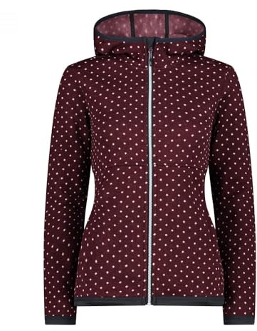 CMP Woman Jacket Fix Hood Jacquard Knitted 33H1966 Größe 42 burgundy-bianco