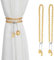 PEDOBO Magnetische Vorhang-Raffhalter, 2 Stück, Kristallperlen, Sonne und Mond, Anhänger, durchsichtig/Vorhänge, Raffhalter für Fenster, Zuhause, Büro, Dekoration (Gold)