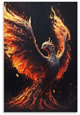 Poster mit griechischer Mythologie, Phoenix, Gemälde auf Leinwand, Wandkunst, Poster, Scroll Bild, Wanddekoration, Heimposter, 60 x 90 cm