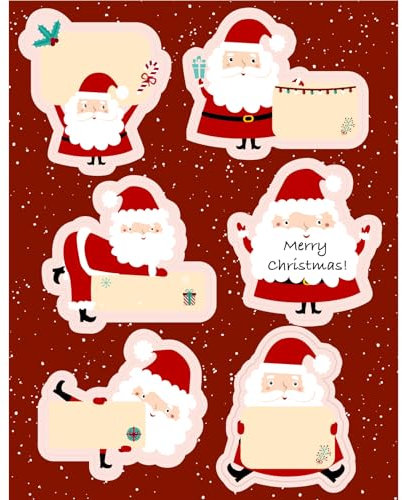 120 Stück Weihnachten Aufkleber Beschreibbar Etiketten Selbstklebend Deko Christmas Weihnachtsmann Geschenkaufkleber Marmelade Sticker Weihnachtssticker Weihnachtsaufkleber Klebeetiketten
