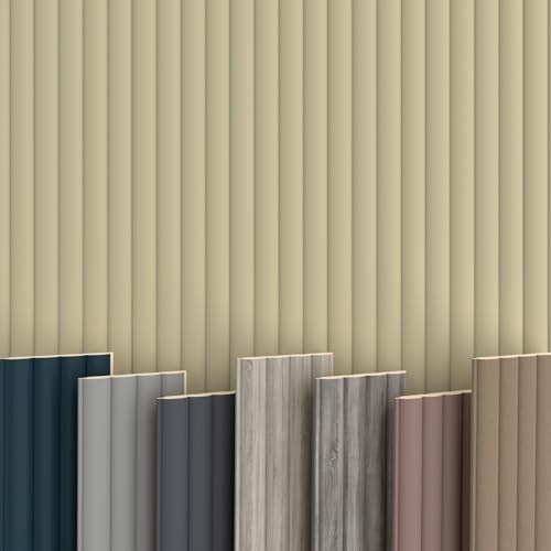 WAVE Lamellen 2,75m HEXIM - MDF Holz Lamellenwand Wandpaneele Lamellenverkleidung Wandverkleidung Lamellenpaneele Holzpaneele Natur (12 Paneele & Zubehör, Wave De Luxe Palomino)