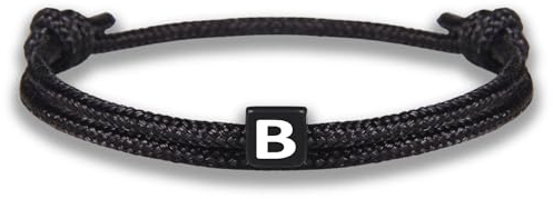 GD GOOD.designs Armband mit Buchstabe B | Verstellbares Partnerarmband (14cm - 25cm) mit schwarz geflochtenen Seil - Geschenk für Sie und Ihn