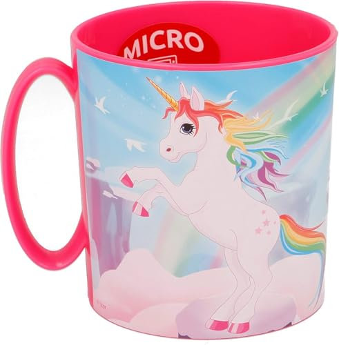 Golddunes Kids 2023 Character Licence Mug 350ML Drinking Re-Usable Plastic Cup Microwave Safe (Unicorn)
