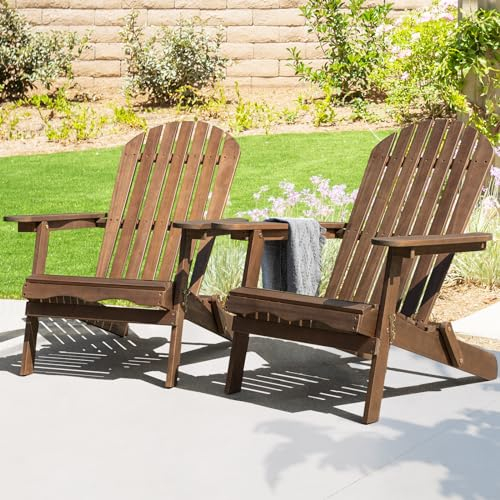 IDZO Adirondack Klappstuhl für den Außenbereich, Holz, 2er-Set, mit vormontierter Rückenlehne, Holz-Terrassenstuhl für Garten, Hinterhof, Veranda, Pool, Deck, Feuerstelle