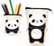 LIANRISES Canvas Teleskop-Federtasche, Federmäppchen Reißverschluss,Studenten Federtasche,Federmäppchen Panda, 2-in-1 Schlampermäppchen Ständer Bleistifthalter Mäppchen Mädchen