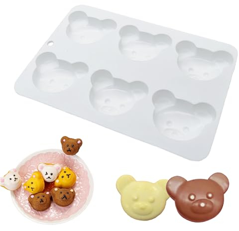 XCSJ Bär Silikonform 6 Löcher Kleine Bären Kuchen Silikonform Eisform In Lebensmittelqualität Bär Form Brotbackform Schokoladenform für Schokolade, Kuchen, Brot, Fondant, Gelee, Eiswürfel