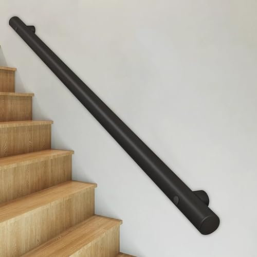 Handlauf aus schwarzem Edelstahl, Haltegriff für den Außenbereich, Treppenhandlauf, Geländerschienen-Stützsatz außen außen, Wandbalustraden-Handlauf-Stützgriff, Sicherheitsstange (Size : 180cm)