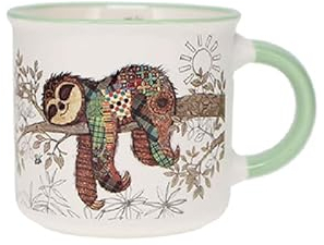 Kiub Mini mug timbale expresso avec des animaux - motif paresseux allongé sur sa branche - Hauteur 6,5CM - porcelaine fine
