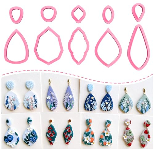 KEOKER 10 organische Form Ton Ohrring Cutters, Polymer Clay Schmuck Ohrring Cutter (B)