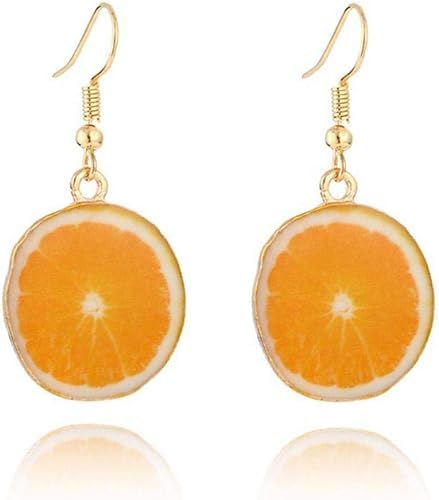 Rosojodg Orange Obst Ohrringe, Obst Ohrstecker, lustige süße Ohrringe, Zitronentropfen, baumelnde Frauen Neuheit Ohrringe, Silber