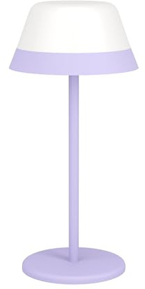 Eglo lampada da tavolo Meggiano, a LED, lampada | da campeggio, dimmerabile, per esterni, con paralume a sospensione, attacco USB, plastica bianca e viola, bianco caldo, RGB