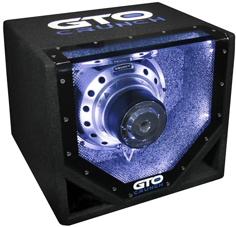 Crunch GTO10BP - 25 cm (10) Single-Bandpass-System aus der GTO Serie mit 600W MAX | Auto-Subwoofer mit Acrylglasfenster und LED Innenbeleuchtung Car-Audio-Unlimited