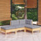 Blukee 4-TLG. Balkon Lounge Klein mit Grauen Kissen Kiefer Massivholz Gartensofa Balkonsofa Loungemöbel Balkon Terrassenmöbel Set Gartenlounge Outdoor Balkonlounge Garden Furniture Sets