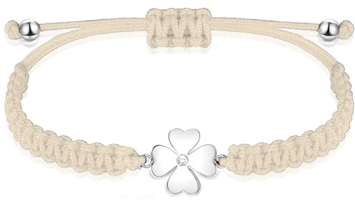 Johiux Kleeblatt Glücksbringer Armband für Damen Mädchen,Glücksbringer Prüfung Abitur,Geschenke für Frauen,Freundschaftsarmband,Abschiedsgeschenk Frauen Kollegen,Freundin Geschenk