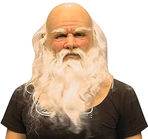 Felcia Christmas Face Mask Adults Holiday Santa Clause Latex Mask Old Man White Beard Masks for Festival Party Cosplay Costume