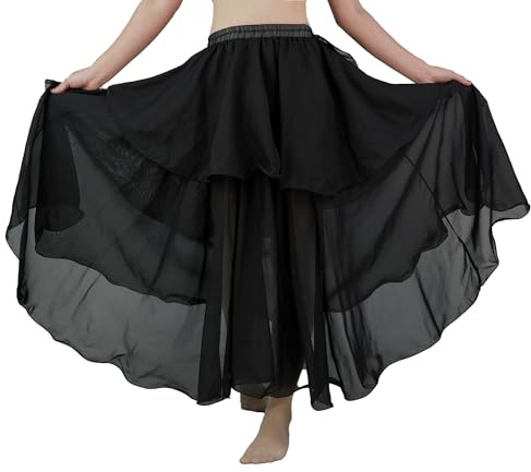 MUNAFIE Langer Chiffon Dreilagig Swing Tanz Röcke für Damen Bauchtanz Rock Tanzkleid Bauchtanz Kostüm