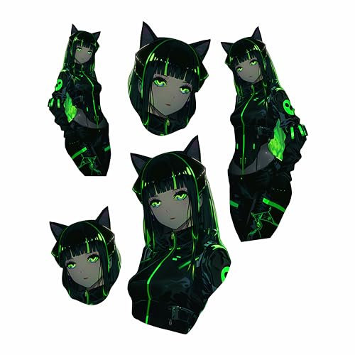 BIKE-label Anime Cat Girl Dunkel Grün Dekosticker Auto Laptop Handy X400131VA