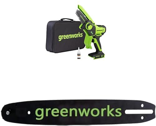 Greenworks 24V Mini Chainsaw 4 Inch (10cm) Cordless Battery Powered Chainsaw Without Battery & Charger + Chain bar 4-Inch (10cm)
