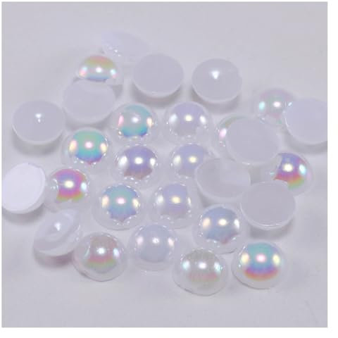 Wisafory Halbrunde Perlen Flache Rückseite Perle Halb Runde Harz Perlen Flache Böden Perlen Glanz Kunstperlen für DIY Basteln Halsketten Armbänder Schmuck Hochzeitskleider Weiß 2mm x 500 Stück