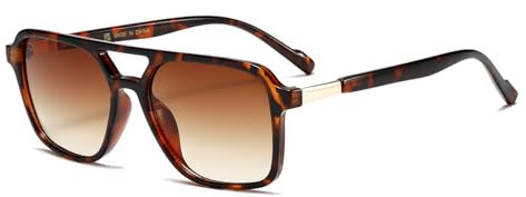 YAMEIZE Occhiali da Sole Classici a Doppio Ponte Rettangolari - per Donna Uomo Retro 70s Pilot Quadrati Vintage Shades Occhiali Guida All'aperto