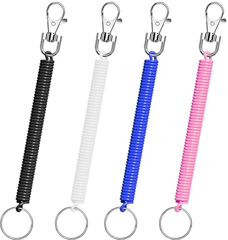 LICQIC Stretchy Spiral Keyring, elastic keychain, Colourful Plastic Keychain for School, Work