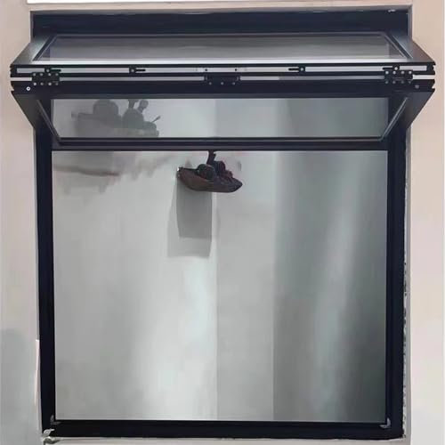 Ventana plegable deslizante con asa a prueba de viento y lluvia, marco de aluminio, ventana de ventilación, 50 x 50 cm