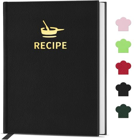BLESWIN Ricettario Vuoto per Scrivere le Proprie Ricette, Elegante Quaderno di Ricette con Copertina Rigida, Ricettario per gli Amanti della Cucina, Quaderno per Ricette da Scrivere (Nero)