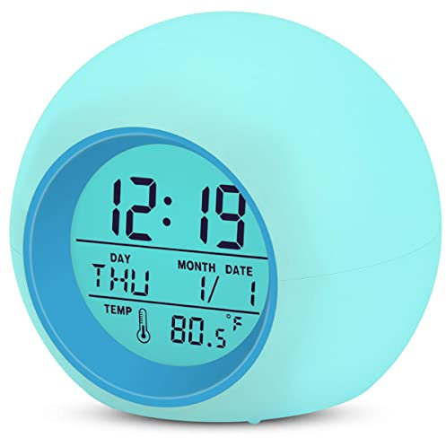 Azyh Sveglia digitale per bambini, sveglia con 7 colori, sveglia per ragazzi e ragazze, funzione snooze, sveglia per bambini, per comodino, scrivania, regalo