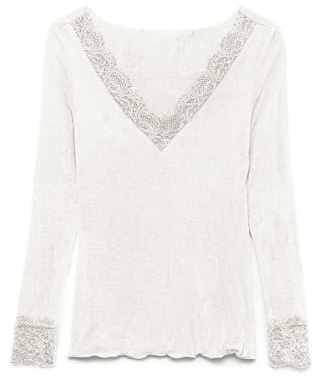 VERO Moda Damen Vero Moda Female Top Vmskye Top Vmskye Ls V-Neck Lace Top JRS Noos (1er Pack)