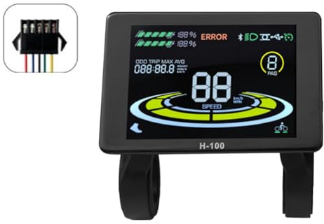 DHYAWUER Electric Bicycle Display H-100 LCD Display Control 24V - 72V Speed Meter 5pin Speedometer SM Connector