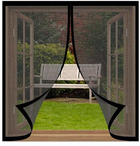 Magnetischer Fliegenvorhang 174 x 210 cm Insektenschutz Fliegengitter Balkontür Moskitonetz Fliegennetz Ohne Bohren Fliegenschutz für Fensteren Patio, Schwarz