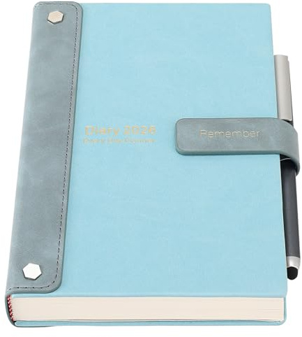 2026 Terminkalender A5 Seite pro Tag, Jan-Dez Planer, 2026 Terminkalender Tag pro Seite, Hardcover Organizer Terminplaner Ganzjahresplaner mit Stift, 3 Lesezeichen, bunte Seitenreiter
