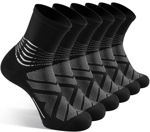 IRAMY Compression Ankle Support Socks Men Running Women Trainer Wicking Plantar Fasciitis Relief Hiking Crew Socks 3 Pairs