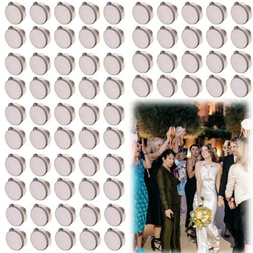 GEWURIZXY 4 Inch Wedding Tambourine Bulk Mini Drum Noise Makers for Guest Hand Held Tambourine Dance Floor Props Single Row Metal Jingle Percussion Gift Church Party (100PCS)